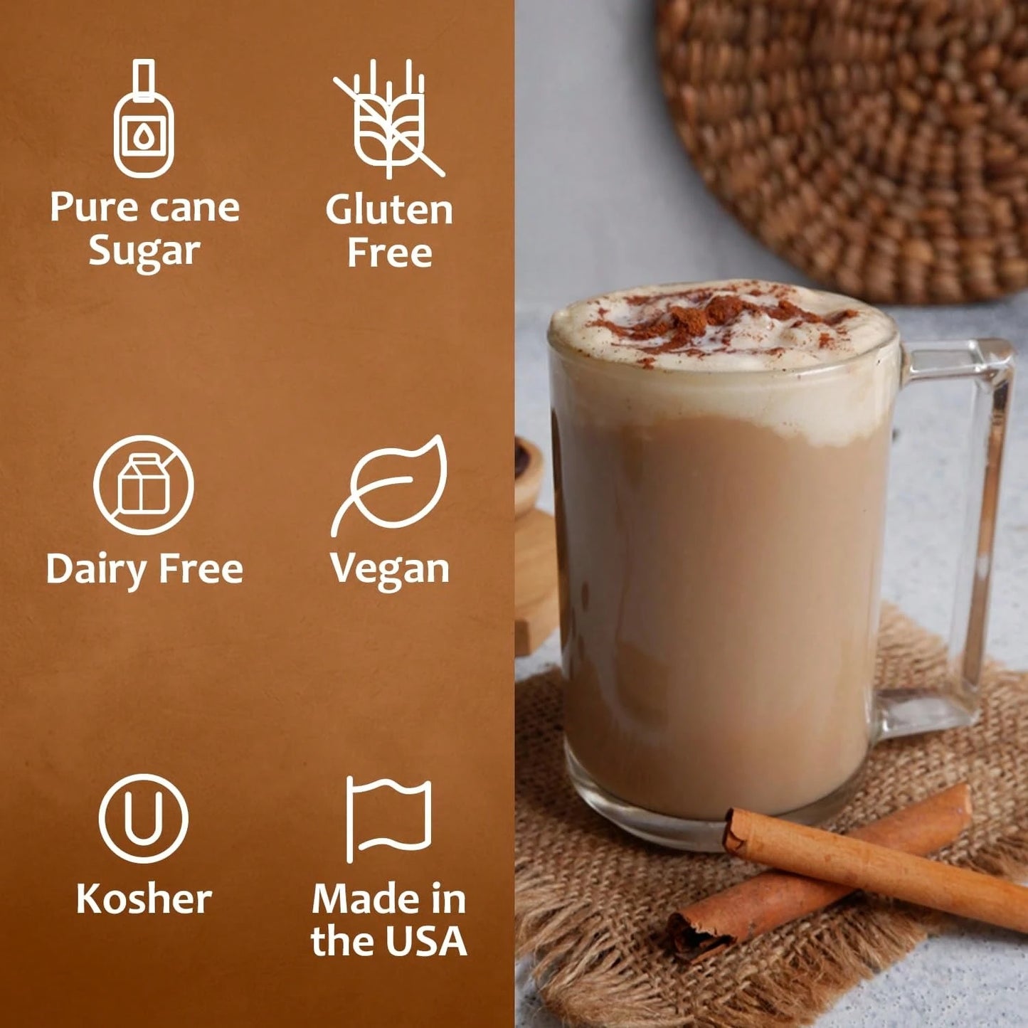 Syruvia Cinnamon Dolce Coffee Syrup- 25.4 Fl Oz. Premium Coffee Flavoring Syrup. Kosher, And Gluten-Free. Perfect For Enhancing Drinks, Sodas, Shakes, Desserts, And More.