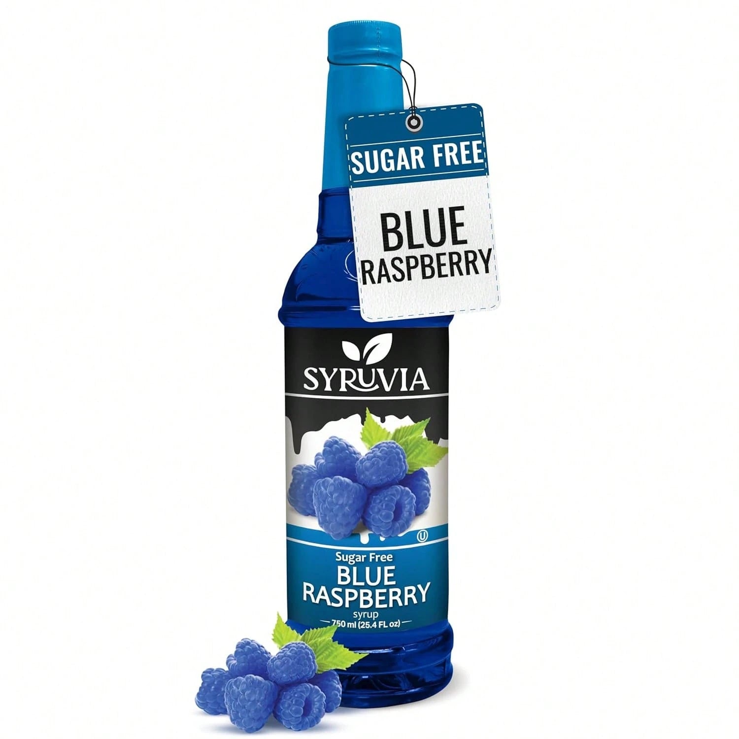 Syruvia Sugar-Free Blue Raspberry Flavored Syrup- 25.4 Fl Oz Premium Flavoring Syrup- 0 Calorie- Kosher Flavored Syrups, Gluten Free, Perfect For Drinks, Soda, Shakes, Cocktails, Desserts, And More.