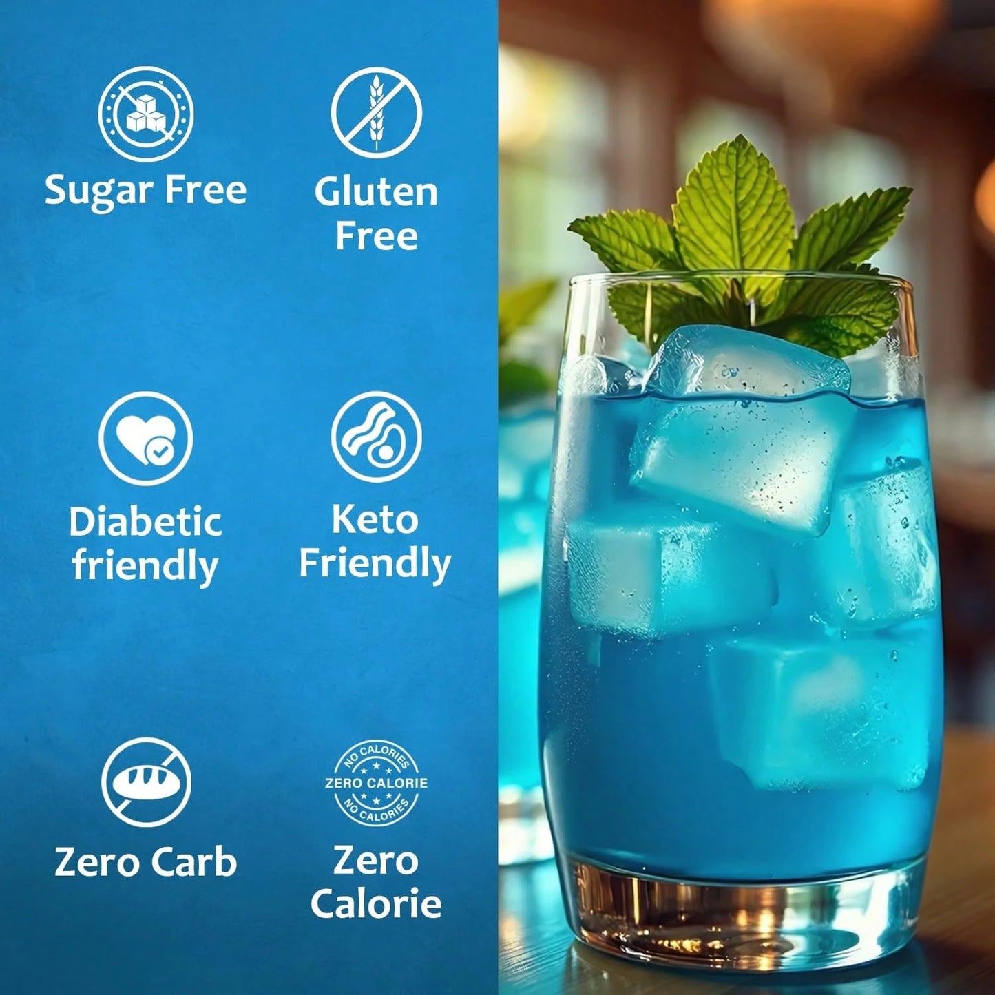 Syruvia Sugar-Free Blue Raspberry Flavored Syrup- 25.4 Fl Oz Premium Flavoring Syrup- 0 Calorie- Kosher Flavored Syrups, Gluten Free, Perfect For Drinks, Soda, Shakes, Cocktails, Desserts, And More.