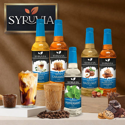 Syruvia Sugar-Free Butterscotch Coffee Syrup- 25.4 Fl Oz Premium Coffee Flavoring Syrup. 0 Calories, Kosher, And Gluten-Free. Ideal For Drinks, Sodas, Shakes, Desserts, And More.