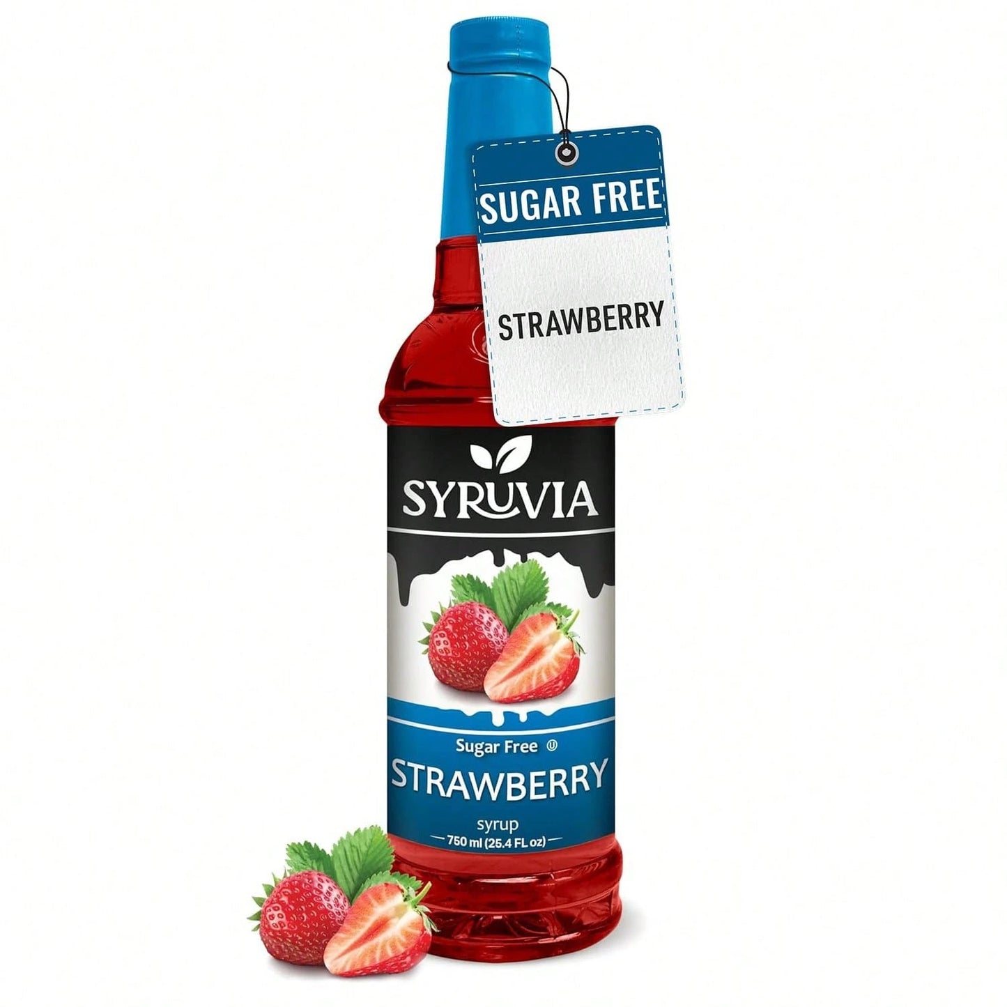 Syruvia Sugar-Free Strawberry Syrup- 25.4 Fl Oz. Premium Flavoring Syrup. 0 Calories, Kosher, And Gluten-Free. Ideal For Drinks, Sodas, Shakes, Desserts, And More.