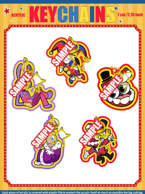TADC Keychains, JAX, POM, Digital Circus 2D Acrylic Keychain, Bag/Car Keyring Decoration, Suitable For Family, Friends, Fans