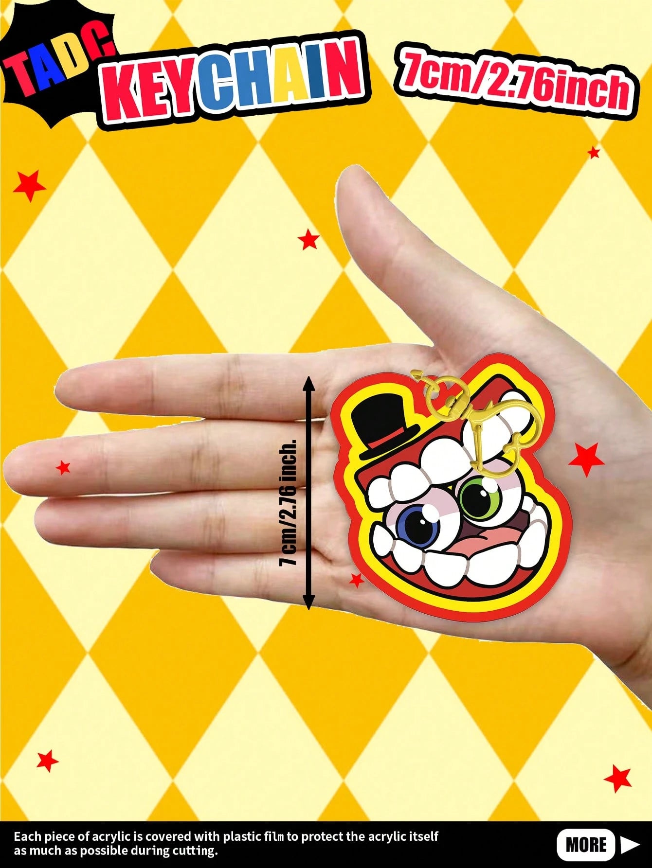 TADC Keychains, JAX, POM, Digital Circus 2D Acrylic Keychain, Bag/Car Keyring Decoration, Suitable For Family, Friends, Fans