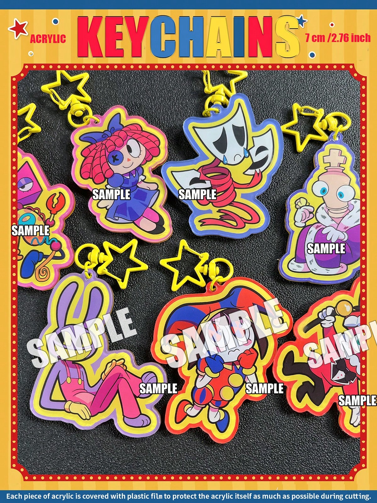 TADC Keychains, JAX, POM, Digital Circus 2D Acrylic Keychain, Bag/Car Keyring Decoration, Suitable For Family, Friends, Fans