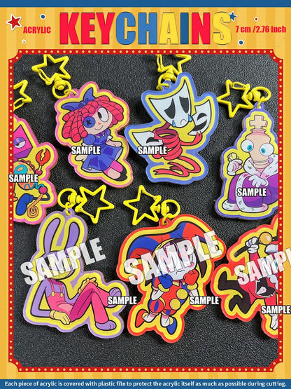 TADC Keychains, JAX, POM, Digital Circus 2D Acrylic Keychain, Bag/Car Keyring Decoration, Suitable For Family, Friends, Fans
