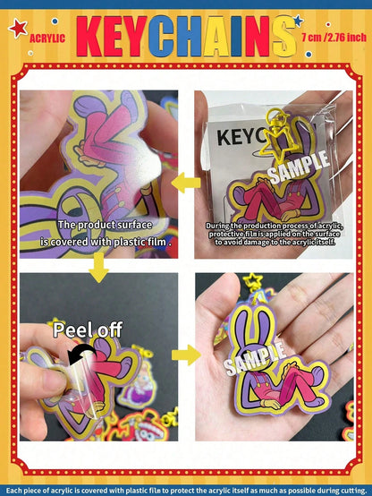 TADC Keychains, JAX, POM, Digital Circus 2D Acrylic Keychain, Bag/Car Keyring Decoration, Suitable For Family, Friends, Fans