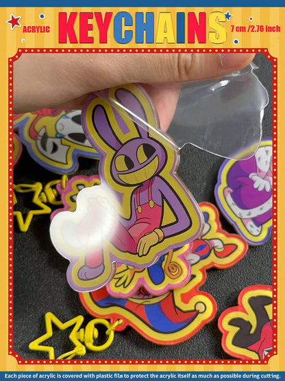 TADC Keychains, JAX, POM, Digital Circus 2D Acrylic Keychain, Bag/Car Keyring Decoration, Suitable For Family, Friends, Fans