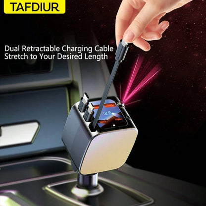 TAFDIUR Red Starry Sky Projection Car Charger, Create Romantic Car Interior Atmosphere, 7-In-1 Fast Phone Charger, 3 Retractable Charging Cables, 4 Charging Ports, Fast Charging, Beautify Your Car, Fo