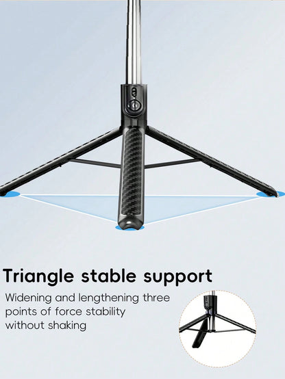 Tangle-Free Large Size Mobile Photography Accessories 1.8m Large Floor Tripod With Fill Light New Selfie Stick Tripod With Detachable Wireless Remote And Phone Holder, Portable And Lightweight, Compat