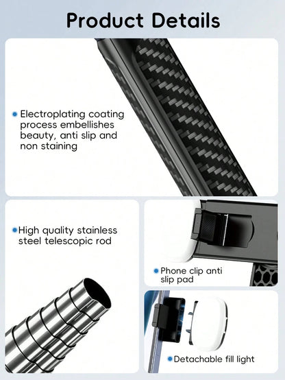 Tangle-Free Large Size Mobile Photography Accessories 1.8m Large Floor Tripod With Fill Light New Selfie Stick Tripod With Detachable Wireless Remote And Phone Holder, Portable And Lightweight, Compat