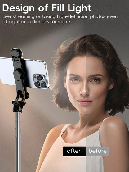 Tangle-Free Large Size Mobile Photography Accessories 1.8m Large Floor Tripod With Fill Light New Selfie Stick Tripod With Detachable Wireless Remote And Phone Holder, Portable And Lightweight, Compat