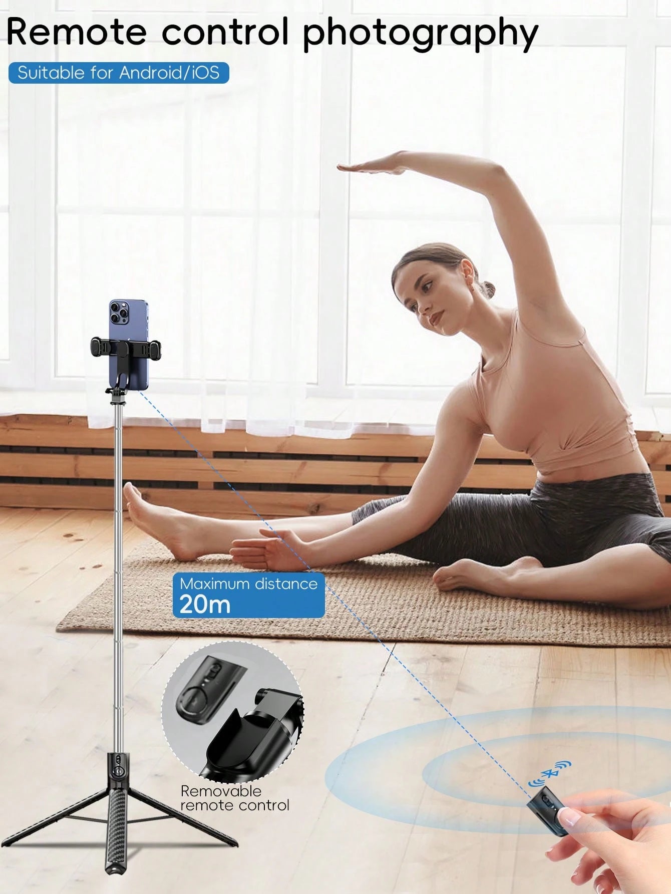 Tangle-Free Large Size Mobile Photography Accessories 1.8m Large Floor Tripod With Fill Light New Selfie Stick Tripod With Detachable Wireless Remote And Phone Holder, Portable And Lightweight, Compat