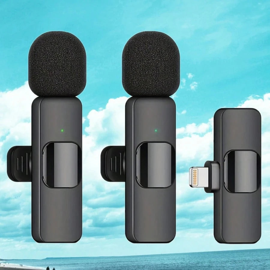 Tangle Free Wireless Lavalier Microphone, Mini Wireless Microphone, Vlog Microphone, Plug And Play Clip On Lapel Microphone With Lightning Connector Compatible With IPhone IOS, Clip On Microphone For