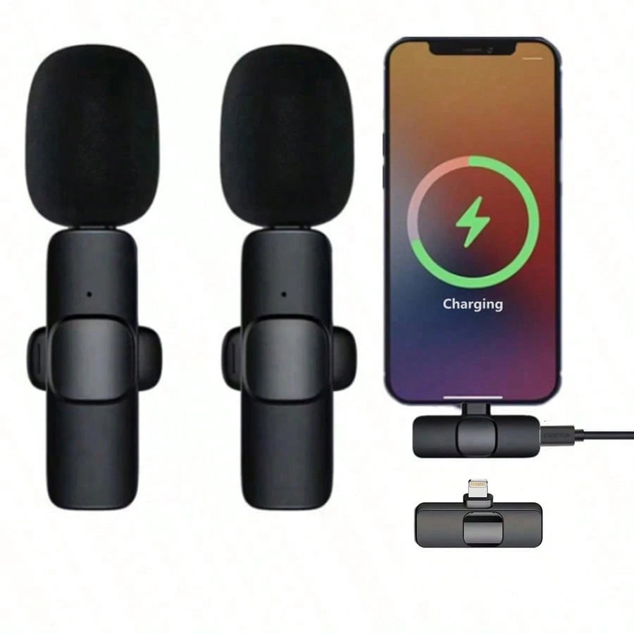 Tangle Free Wireless Lavalier Microphone, Mini Wireless Microphone, Vlog Microphone, Plug And Play Clip On Lapel Microphone With Lightning Connector Compatible With IPhone IOS, Clip On Microphone For