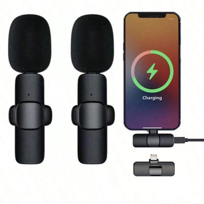 Tangle Free Wireless Lavalier Microphone, Mini Wireless Microphone, Vlog Microphone, Plug And Play Clip On Lapel Microphone With Lightning Connector Compatible With IPhone IOS, Clip On Microphone For