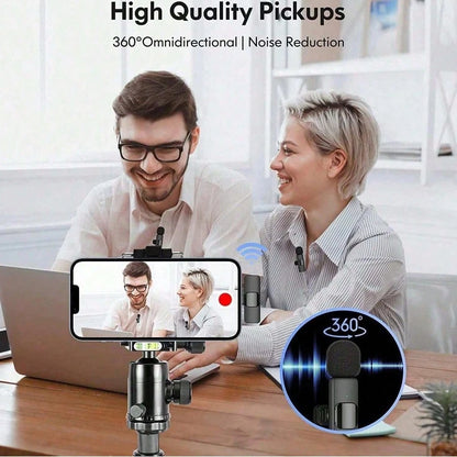 Tangle Free Wireless Lavalier Microphone, Mini Wireless Microphone, Vlog Microphone, Plug And Play Clip On Lapel Microphone With Lightning Connector Compatible With IPhone IOS, Clip On Microphone For