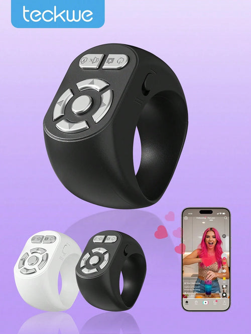 Teckwe New Wireless Scrolling Ring, Wireless Remote Control Page Turner, Photo Clicker Watching Short Videos,Taking Pictures,Listening To Music, Can Meet All Your Needs, Compatible With IOS Android