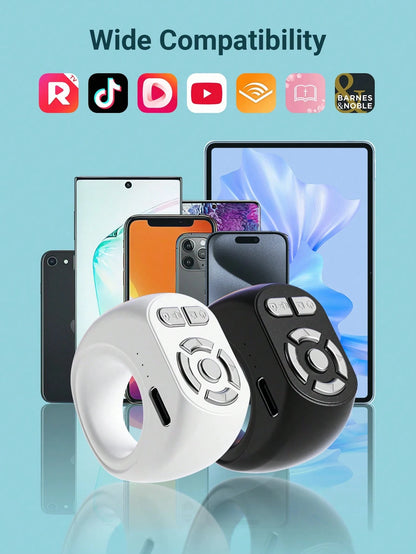 Teckwe New Wireless Scrolling Ring, Wireless Remote Control Page Turner, Photo Clicker Watching Short Videos,Taking Pictures,Listening To Music, Can Meet All Your Needs, Compatible With IOS Android