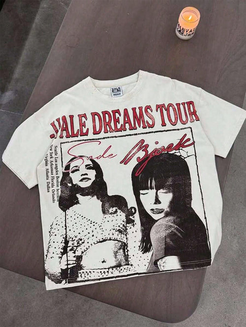 Teenage Retro Travel Style Photo Slogan Design Y2K Style Pure Cotton T-Shirt, 100% Pure Cotton Fabric- Soft And Comfortable Throughout The Summer