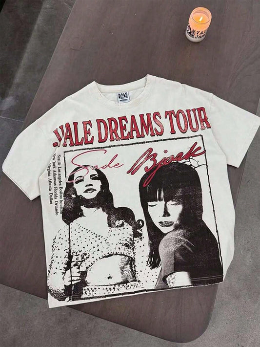 Teenage Retro Travel Style Photo Slogan Design Y2K Style Pure Cotton T-Shirt, 100% Pure Cotton Fabric- Soft And Comfortable Throughout The Summer