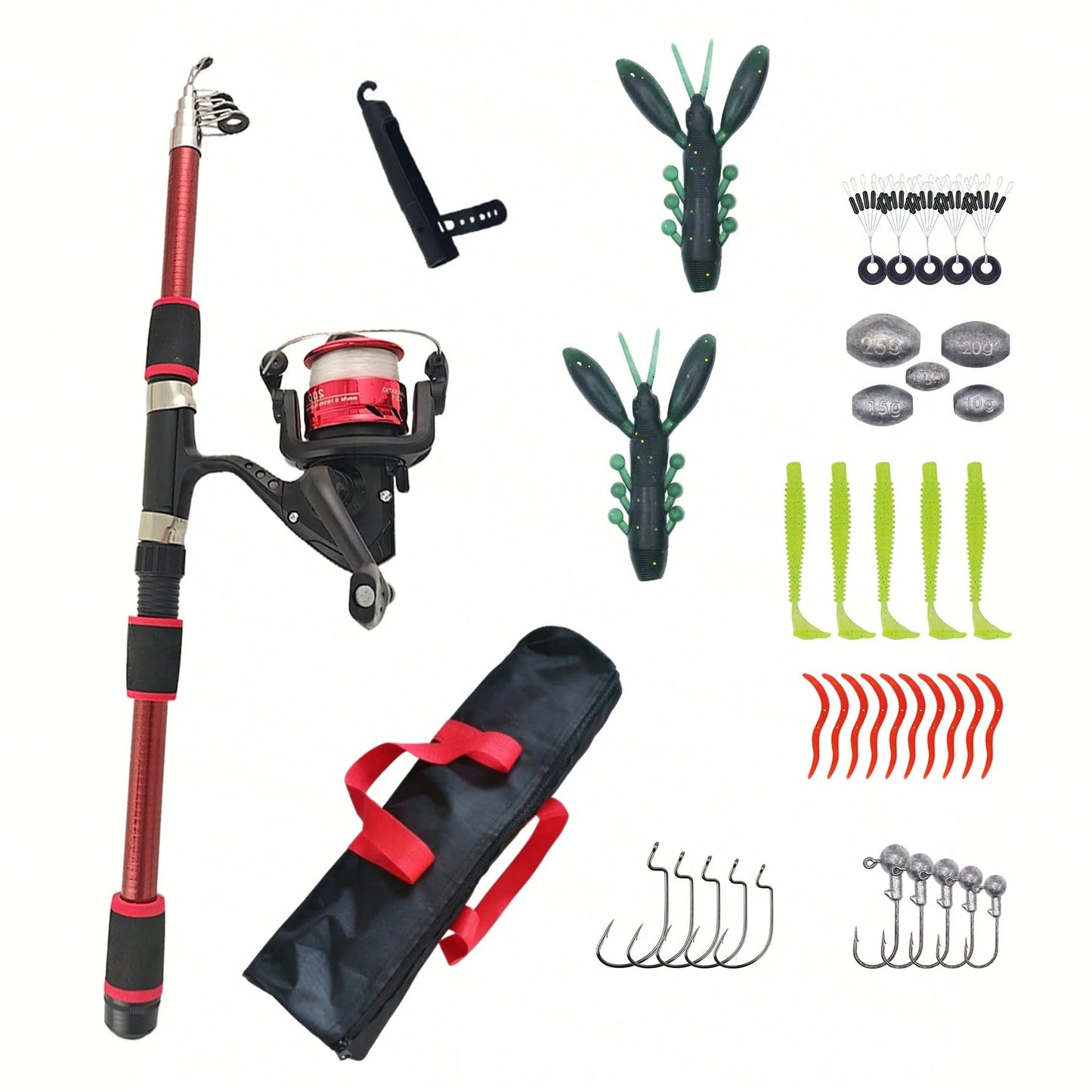 Telescopic Short Fishing Rod Set, Ultra-Hard Long Cast Rod With Metal Reel, Complete Casting Fishing Gear, 39pcs Fishing Lure Set, Suitable For All Water Layers, Freshwater And Saltwater, Fishing Gift
