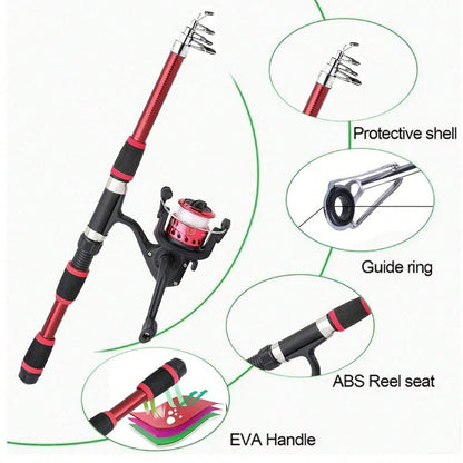 Telescopic Short Fishing Rod Set, Ultra-Hard Long Cast Rod With Metal Reel, Complete Casting Fishing Gear, 39pcs Fishing Lure Set, Suitable For All Water Layers, Freshwater And Saltwater, Fishing Gift