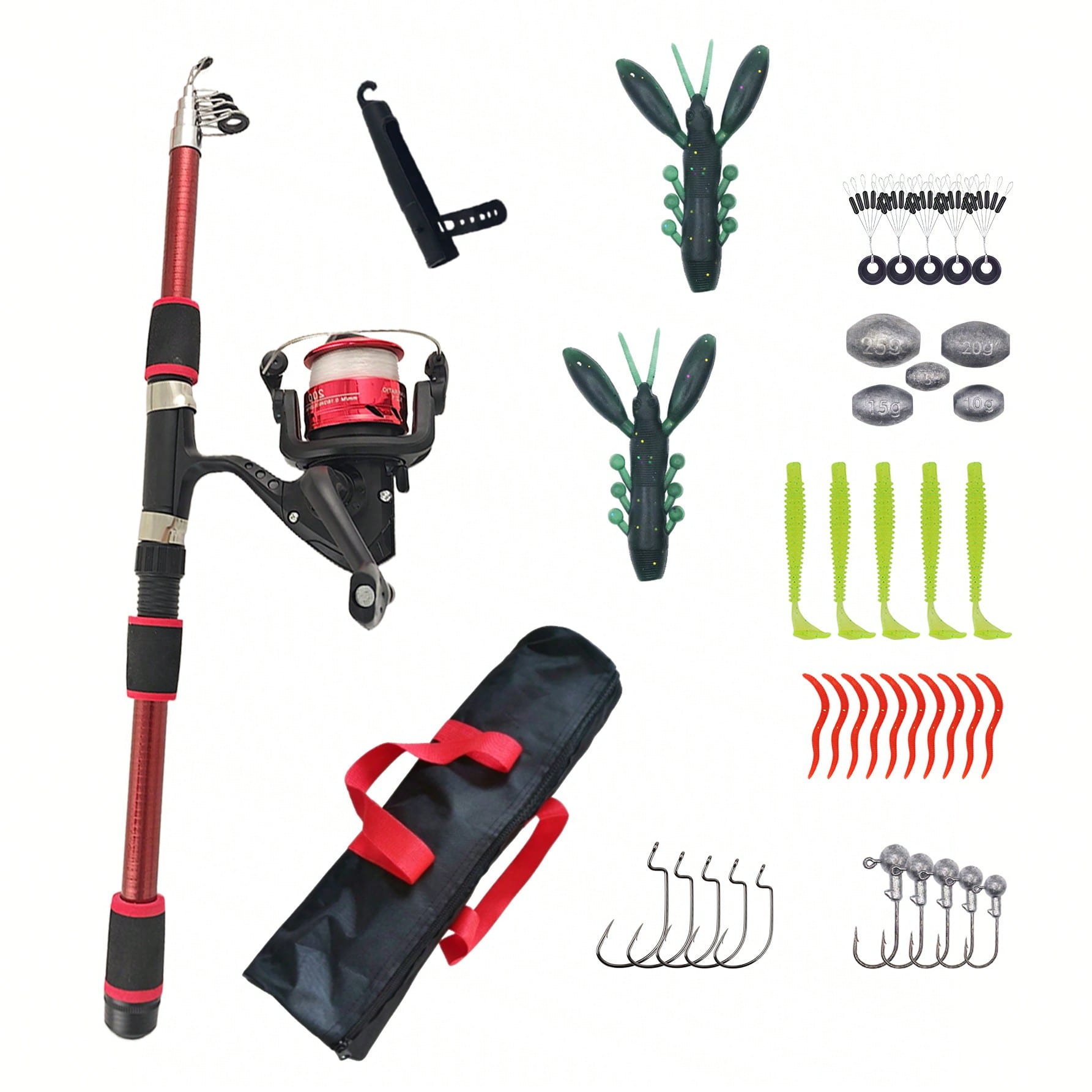 Telescopic Short Fishing Rod Set, Ultra-Hard Long Cast Rod With Metal Reel, Complete Casting Fishing Gear, 39pcs Fishing Lure Set, Suitable For All Water Layers, Freshwater And Saltwater, Fishing Gift