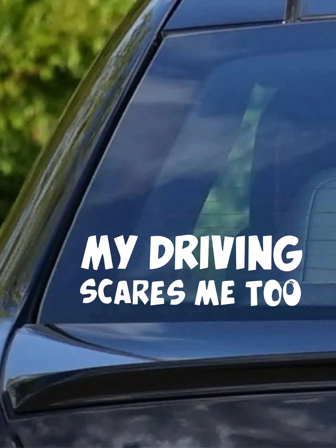 Text & Cartoon Design Car Sticker- 'my Driving Scares Me Too', 1pc