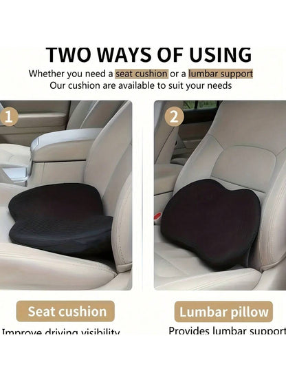 The 1pc Memory Foam Car Seat Cushion Relieves Sciatica And Lower Back Pain During Driving, And Eases Fatigue