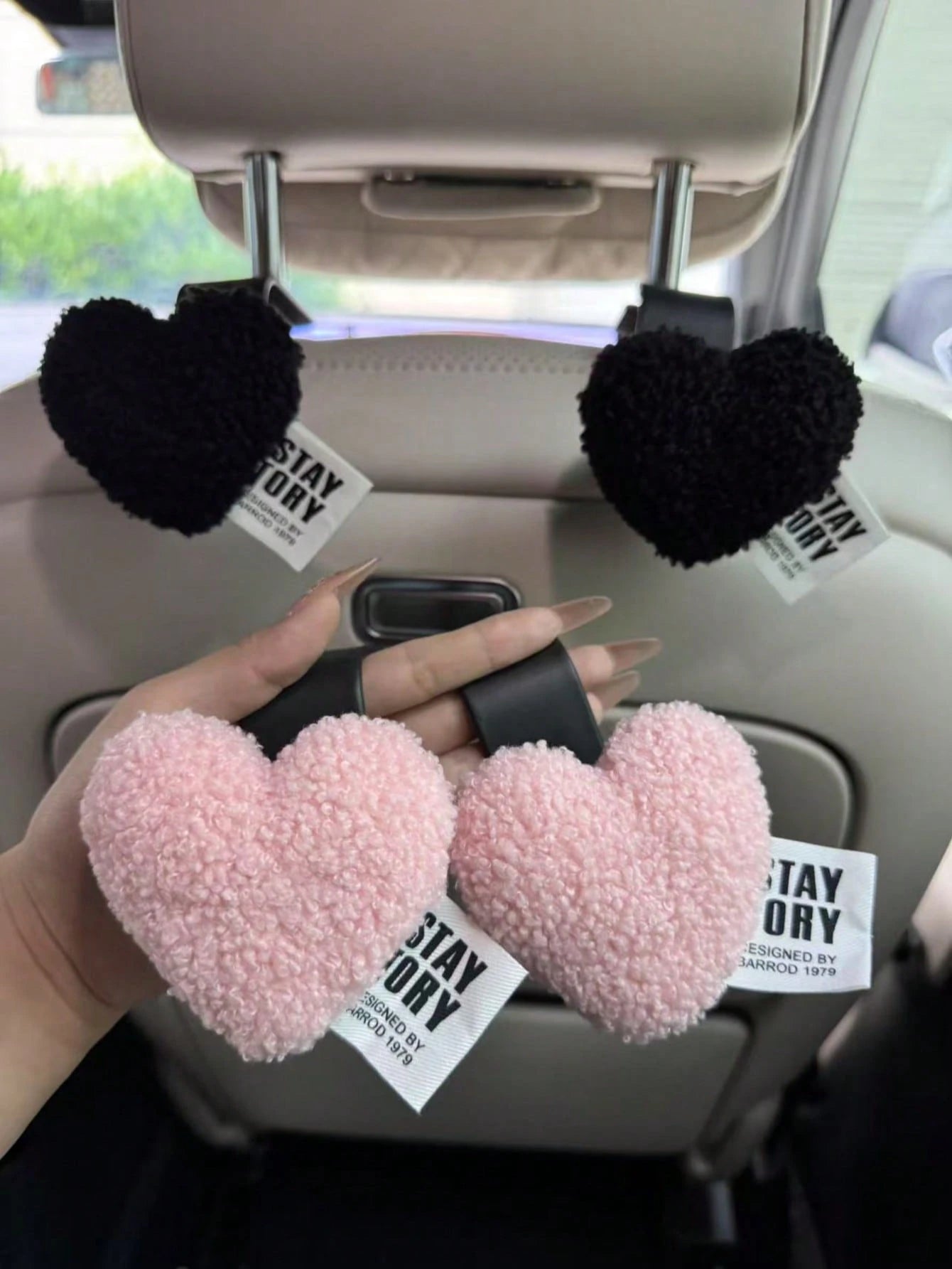 The Lovely Healing Department Plush Love Car Seat Back Hook Car Seat Storage Supplies Decorative Car Decoration Women.