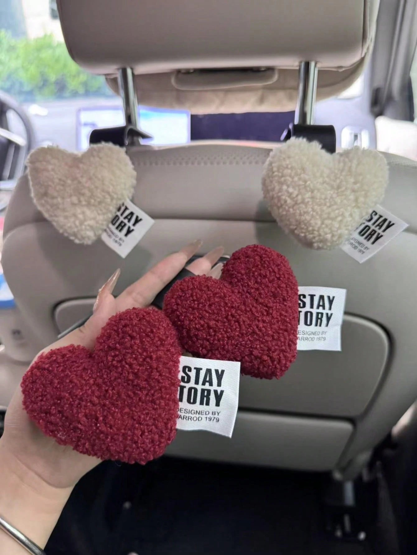 The Lovely Healing Department Plush Love Car Seat Back Hook Car Seat Storage Supplies Decorative Car Decoration Women.