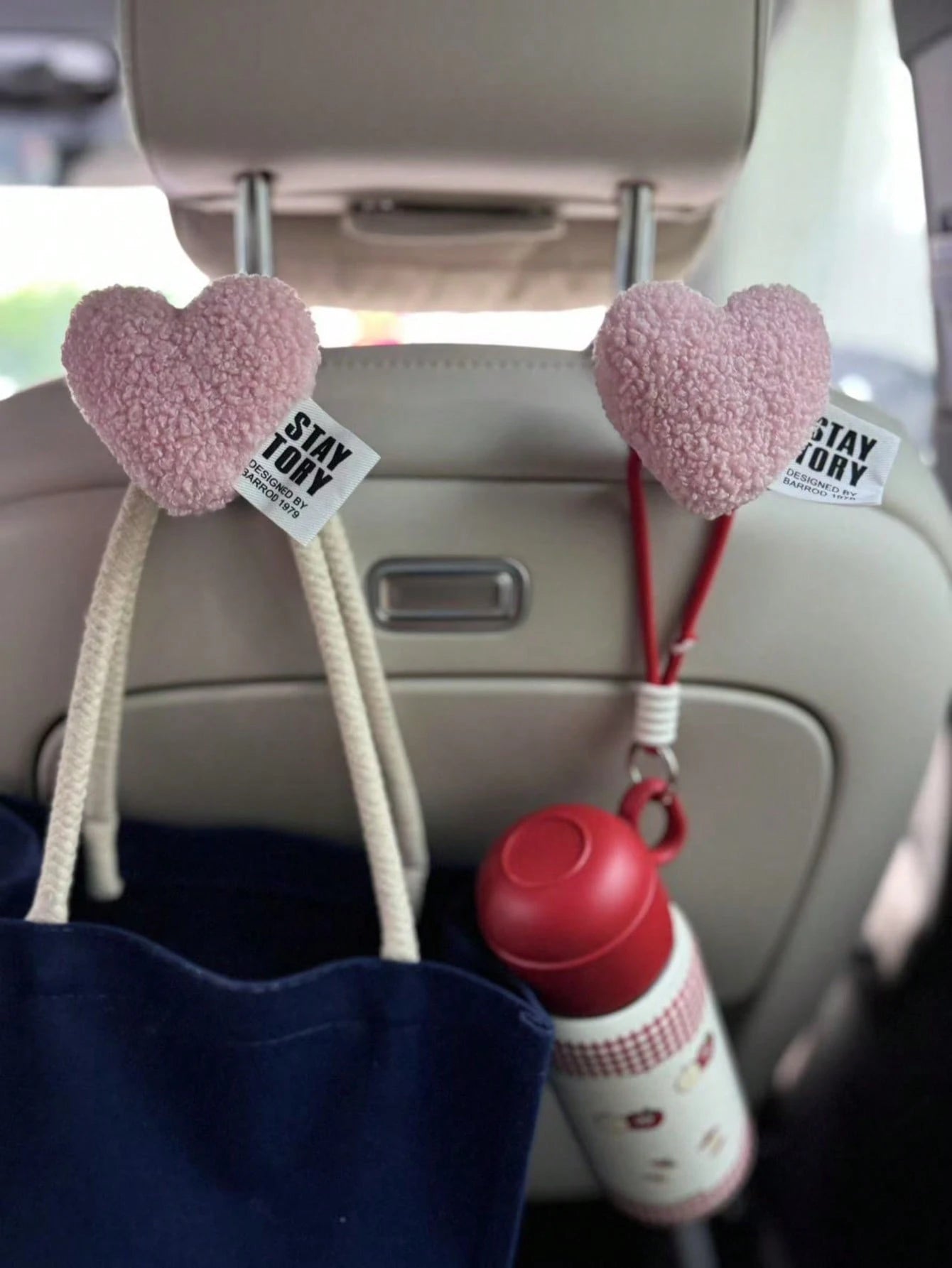 The Lovely Healing Department Plush Love Car Seat Back Hook Car Seat Storage Supplies Decorative Car Decoration Women.