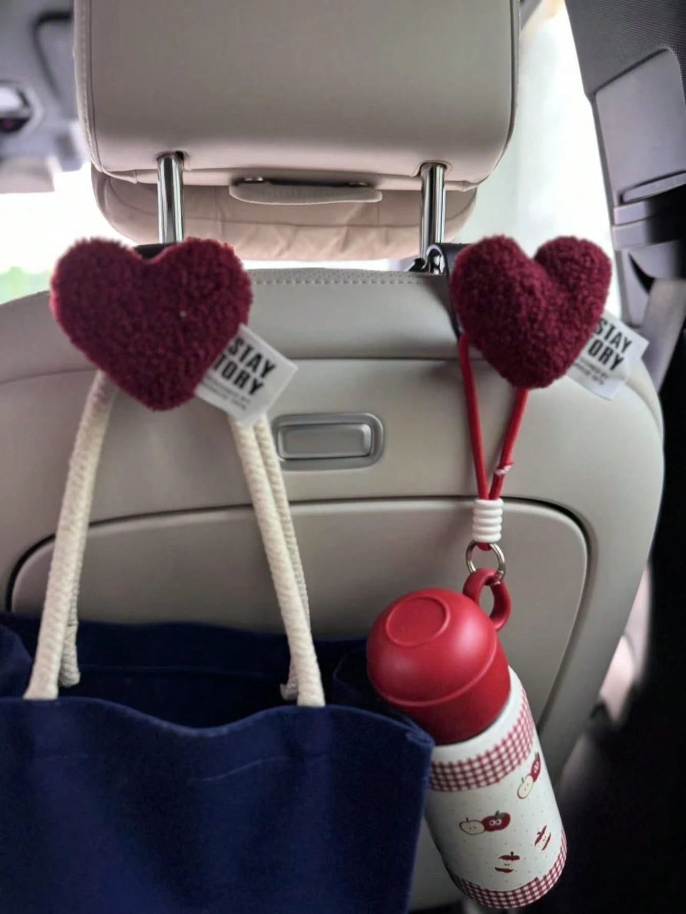 The Lovely Healing Department Plush Love Car Seat Back Hook Car Seat Storage Supplies Decorative Car Decoration Women.