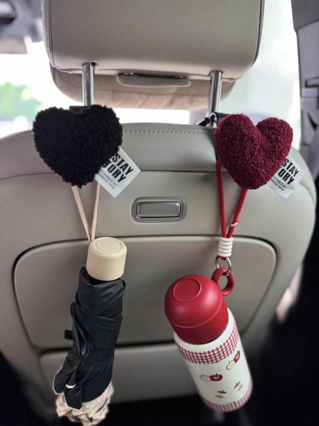 The Lovely Healing Department Plush Love Car Seat Back Hook Car Seat Storage Supplies Decorative Car Decoration Women.