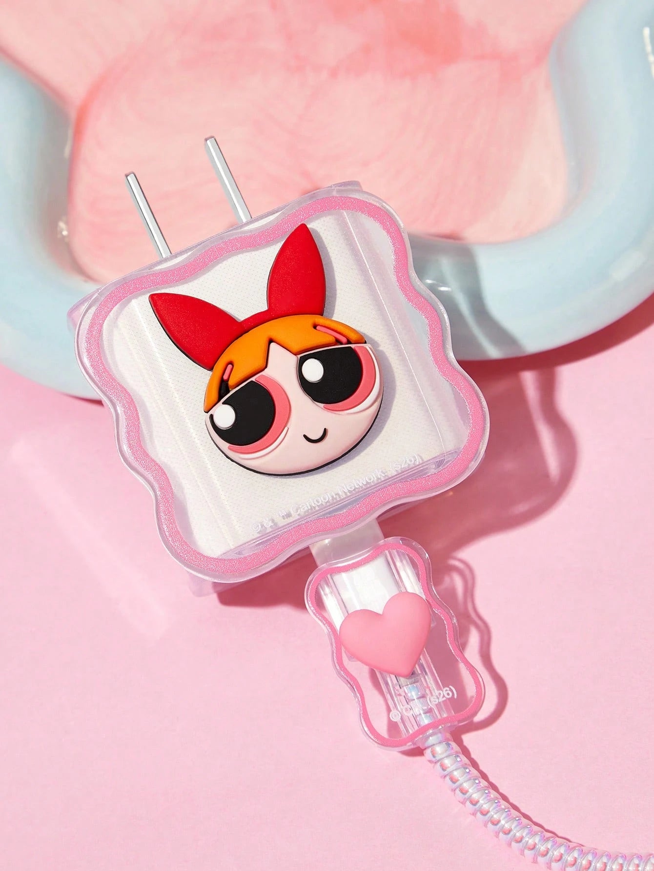 THE POWERPUFF GIRLS X Data Cable Protector, Suitable For IPhone Charger, 4-Piece Set Of Mobile Phone Cable Protectors, Charger Protector (Excluding Data Cable)