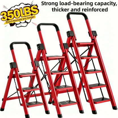 Thickened 5/4/3/2 Step Heavy Duty Folding Step Ladder With Handrail, 550LBS High Load Capacity Wide Non-Slip Pedal Stool, Sturdy & No Wobble, Lightweight Space Saving Household Ladder For Kitchen Clos