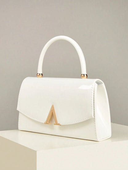 This Charming And Understated Luxury Solid Color Mirror PU Leather Clutch Is Lightweight And Portable, Making It An Ideal Choice For Teenagers, Women, College Students, Young Professionals And White-C