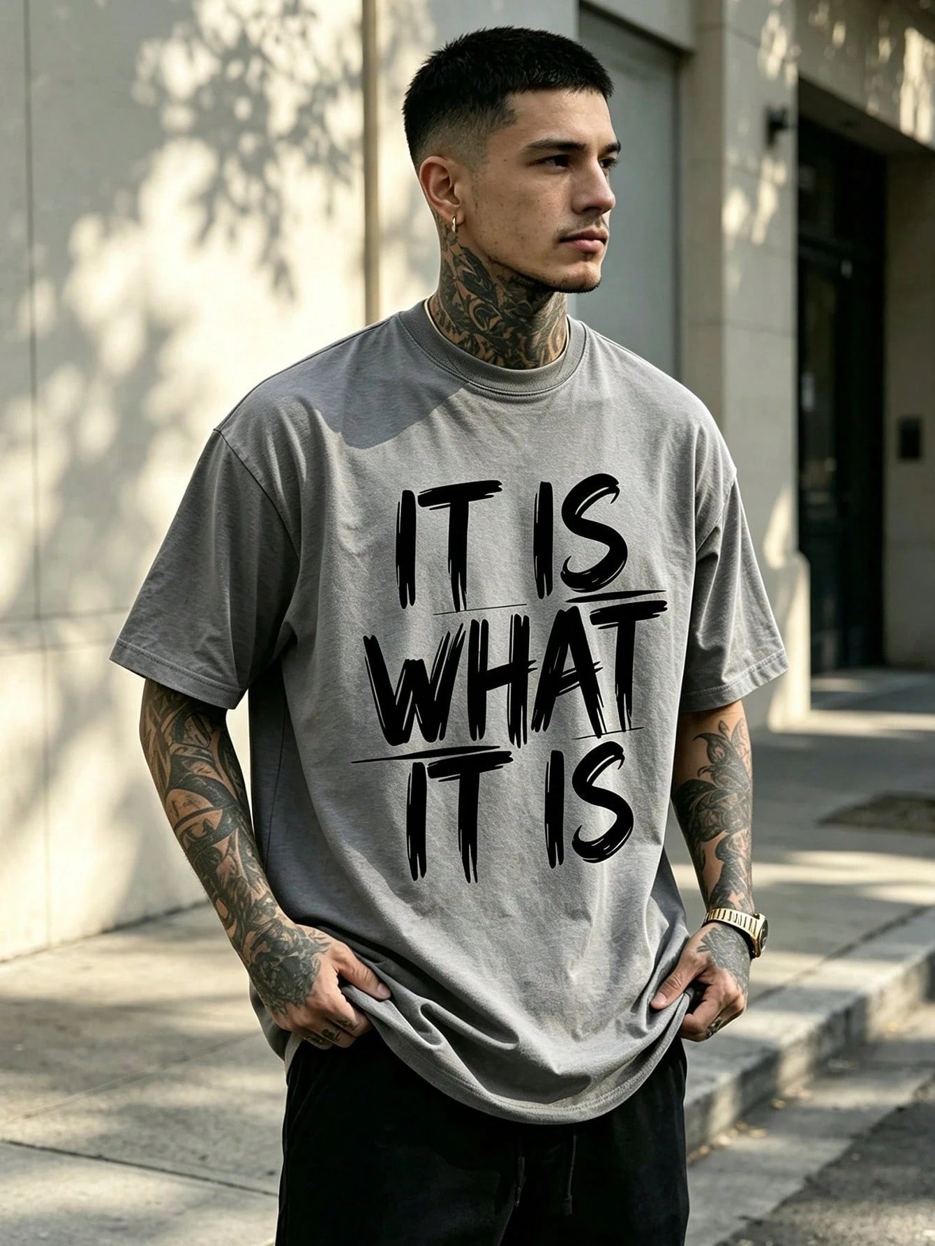 "This Is What It Looks Like" Men's Casual Round-Neck Short-Sleeve T-Shirt, Mens Clothes,Ropa De Hombre,Perfect For Daily Commutes And Lounging At Home