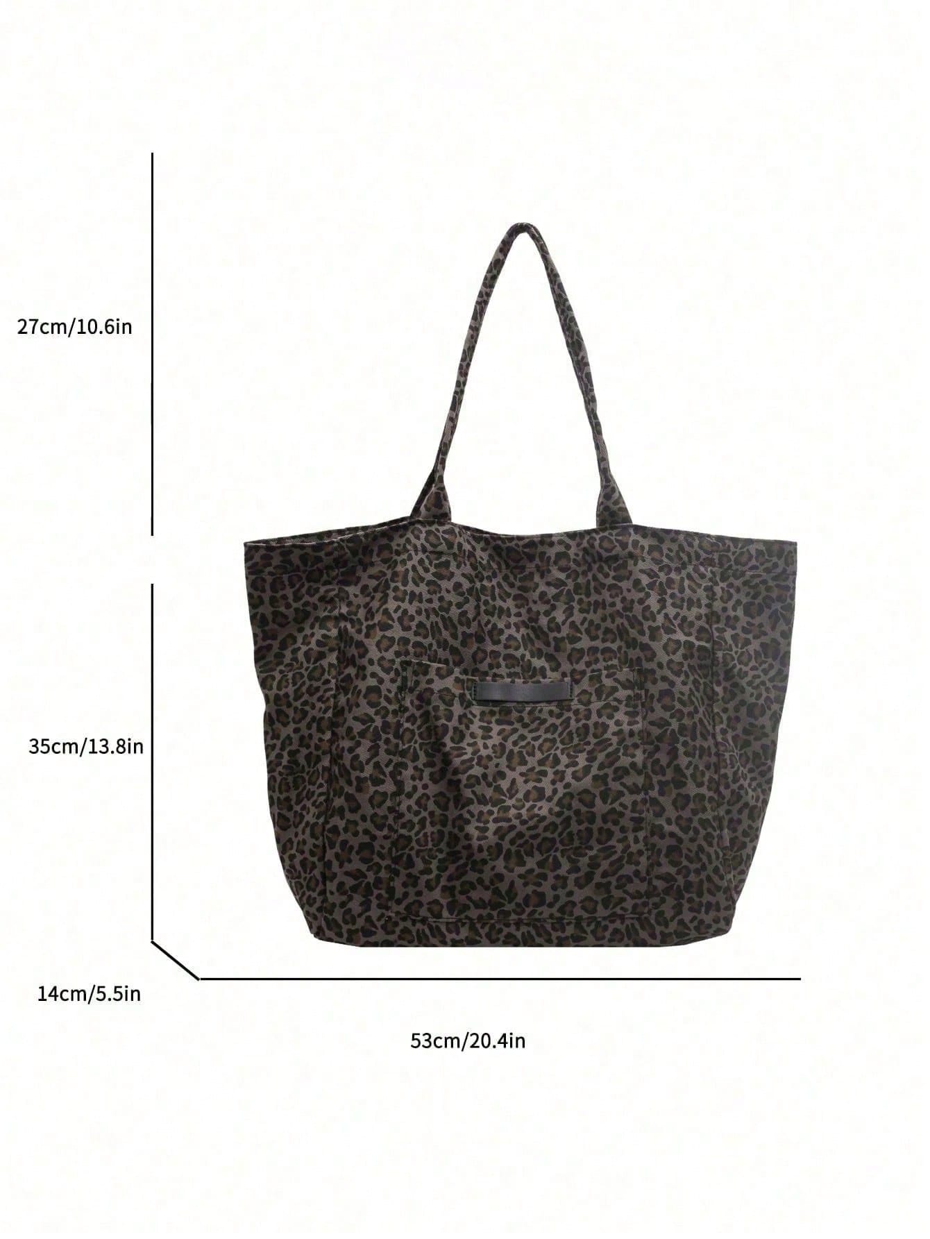 This Leopard Print Large Capacity Tote Bag Features Multiple Pockets And An Open Design, Allowing You To Easily Store And Retrieve Items. With Ample Space, It Can Hold Books And Tablets, Making It Sui