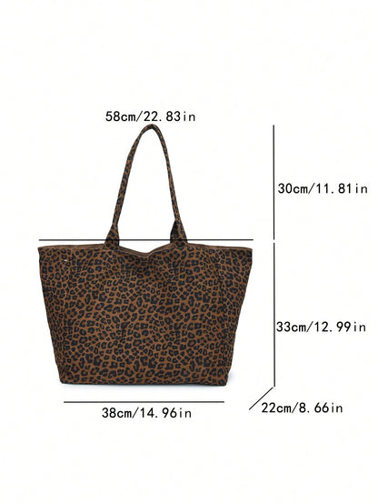 This Leopard Print Large Capacity Tote Bag Features Multiple Pockets And An Open Design, Allowing You To Easily Store And Retrieve Items. With Ample Space, It Can Hold Books And Tablets, Making It Sui