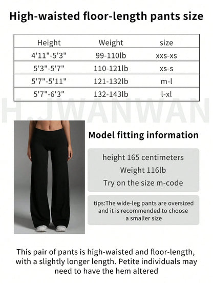 This Solid Color Yoga Wide-Leg Pants Are Comfortable And Slimming, Suitable For Running, Fitness, And Various Yoga Activities. Black Spring Sports, Athleisure