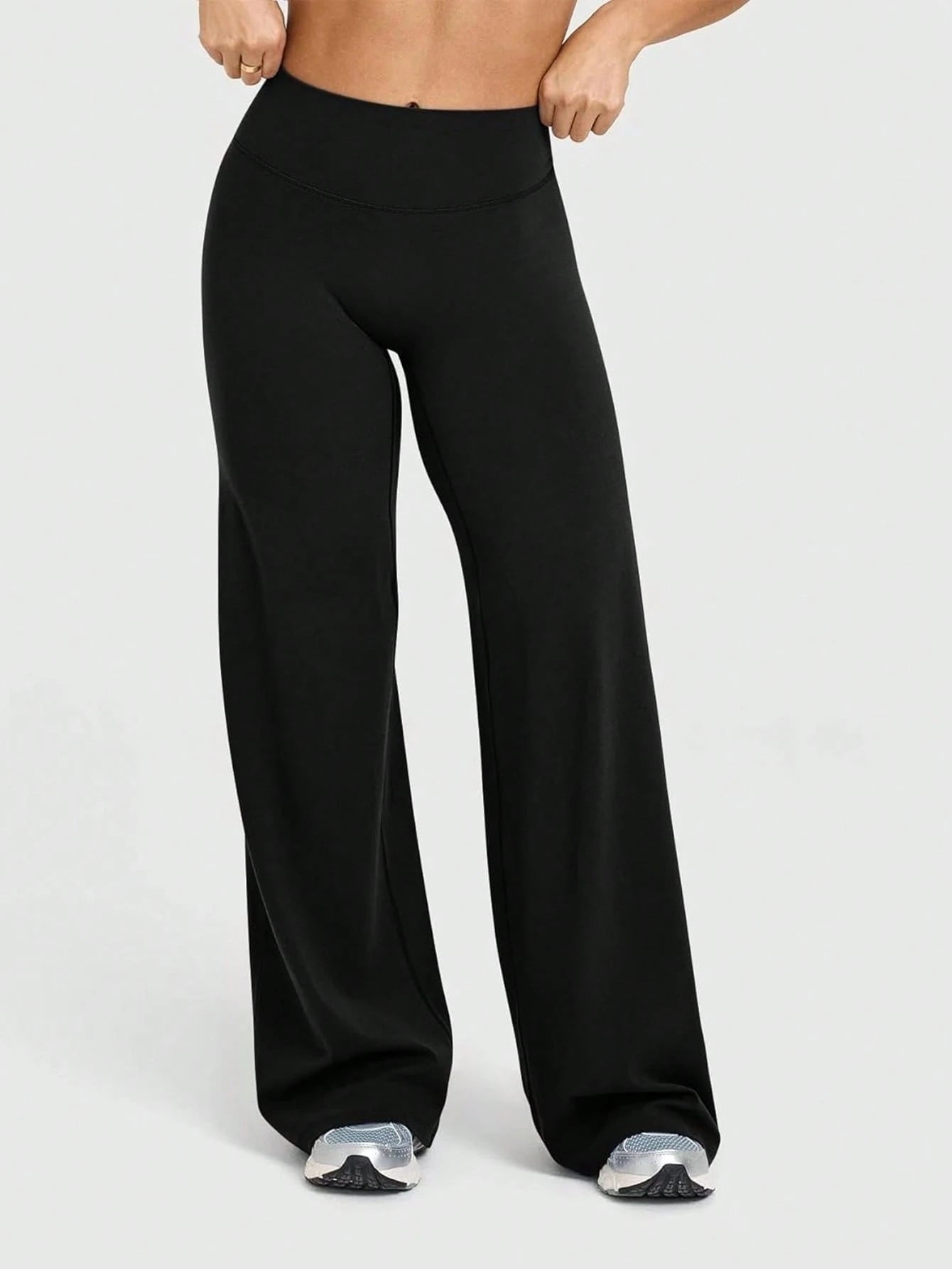 This Solid Color Yoga Wide-Leg Pants Are Comfortable And Slimming, Suitable For Running, Fitness, And Various Yoga Activities. Black Spring Sports, Athleisure