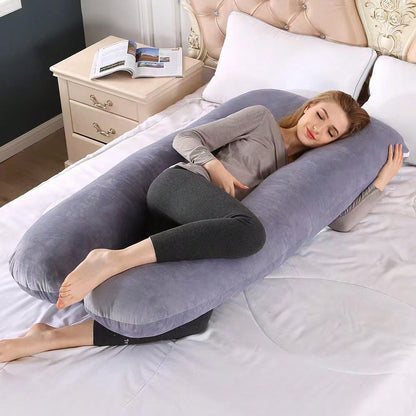 This Ultra Comfortable U-Shaped Maternity Pillow Features A Soft Suede Design That Effectively Supports The Waist And Legs