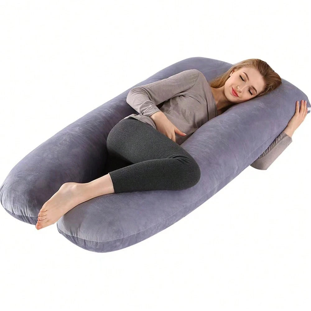 This Ultra Comfortable U-Shaped Maternity Pillow Features A Soft Suede Design That Effectively Supports The Waist And Legs