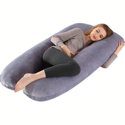This Ultra Comfortable U-Shaped Maternity Pillow Features A Soft Suede Design That Effectively Supports The Waist And Legs