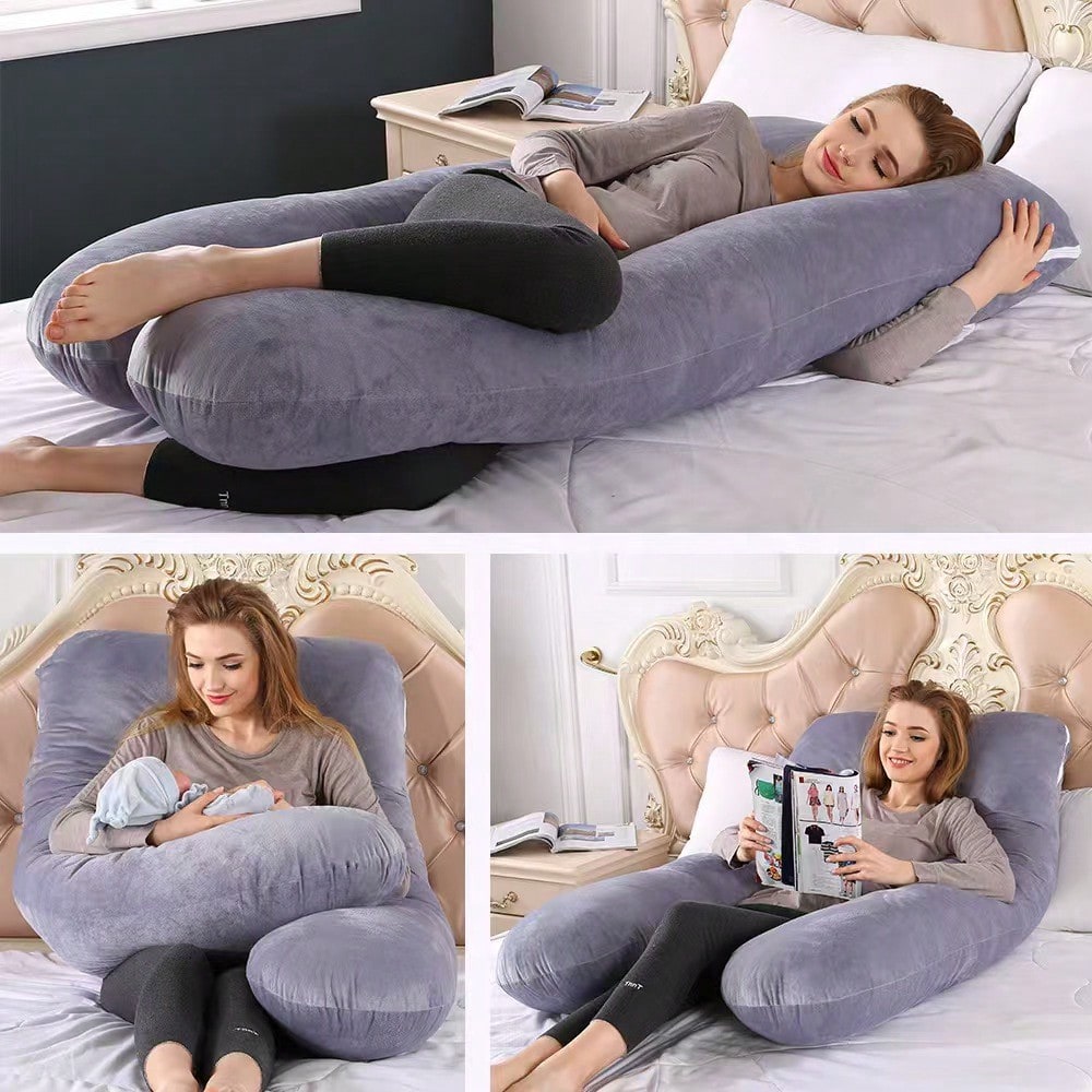 This Ultra Comfortable U-Shaped Maternity Pillow Features A Soft Suede Design That Effectively Supports The Waist And Legs