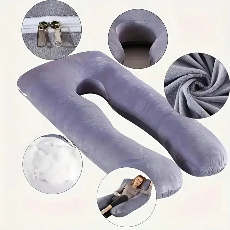 This Ultra Comfortable U-Shaped Maternity Pillow Features A Soft Suede Design That Effectively Supports The Waist And Legs
