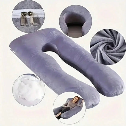 This Ultra Comfortable U-Shaped Maternity Pillow Features A Soft Suede Design That Effectively Supports The Waist And Legs