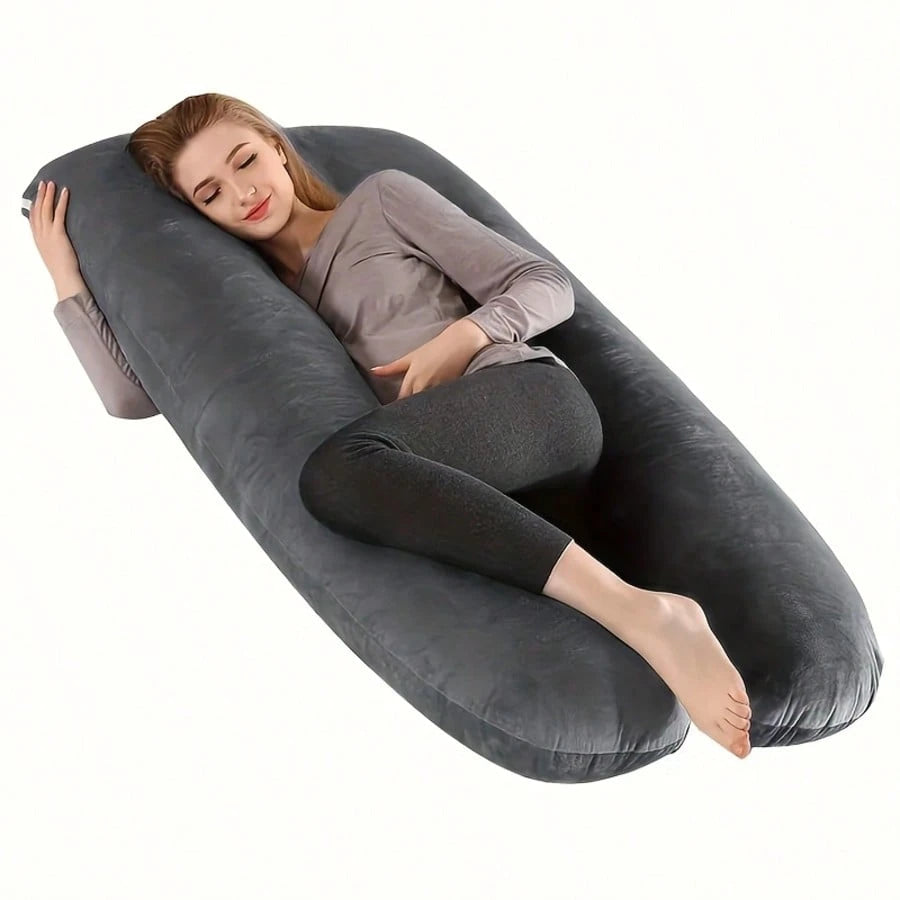 This Ultra Comfortable U-Shaped Maternity Pillow Features A Soft Suede Design That Effectively Supports The Waist And Legs