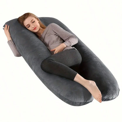 This Ultra Comfortable U-Shaped Maternity Pillow Features A Soft Suede Design That Effectively Supports The Waist And Legs